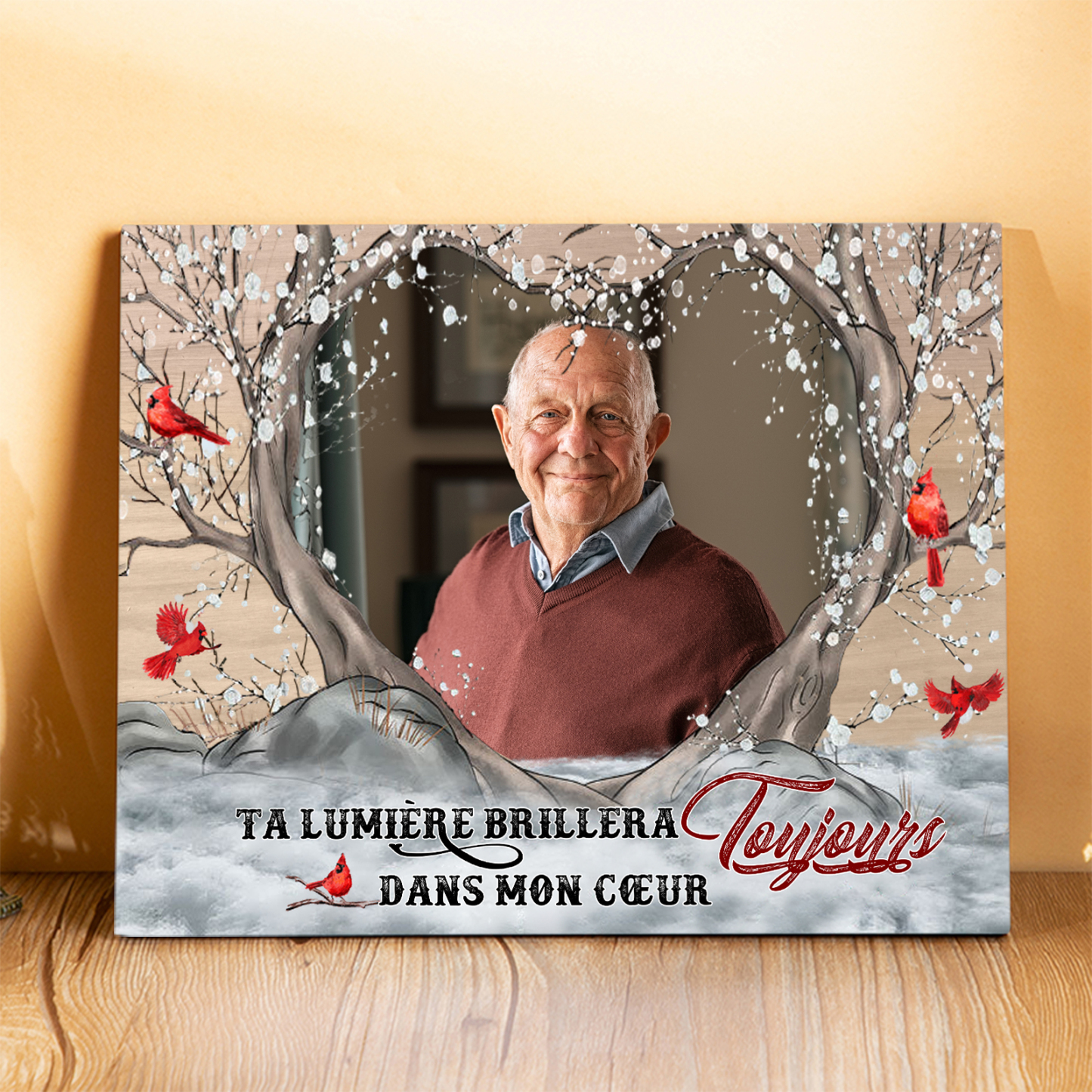 Cadre en Bois Commémoratif 1 Photo Personnalisé Cadeau pour Noël | Jessemade