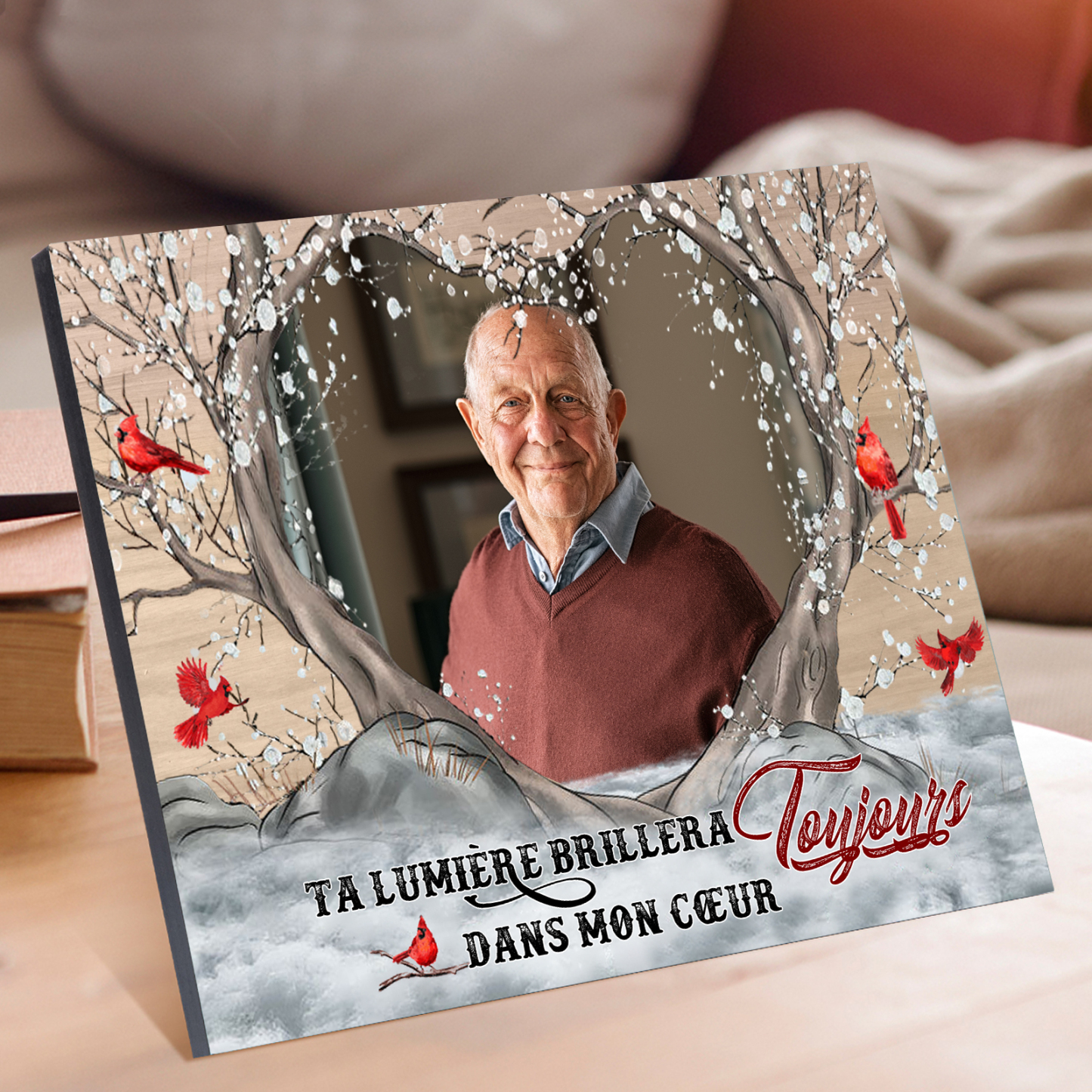 Cadre en Bois Commémoratif 1 Photo Personnalisé Cadeau pour Noël | Jessemade