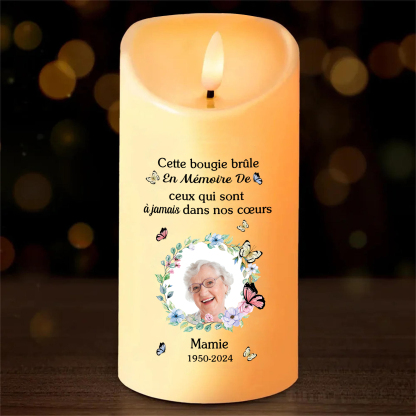 Bougie Électronique commémorative 1 prénoms Personnalisé avec Texte Cadeau pour mamie ou papi | Jessemade