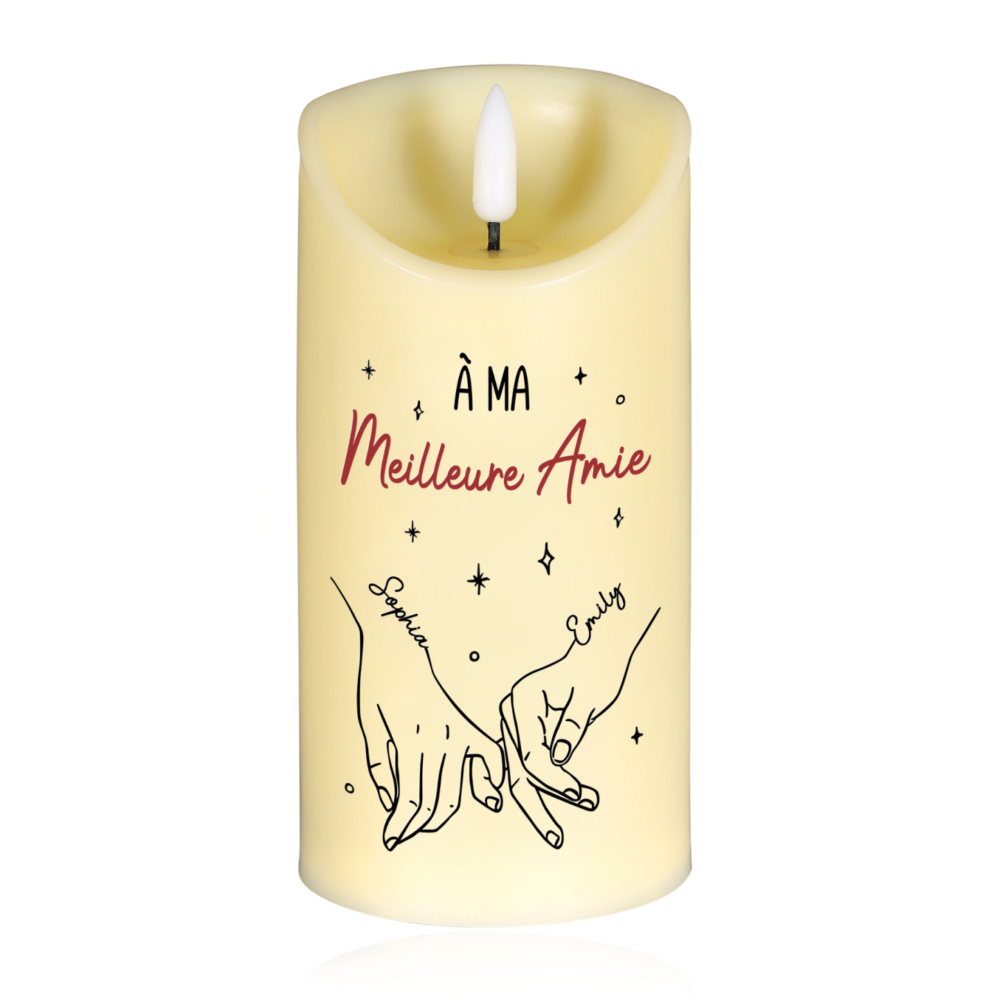 À ma Meilleure Amie-Bougie Électronique 2 Prénoms Personnalisés Bougie Led Promesse Du Petit Doigt | Jessemade