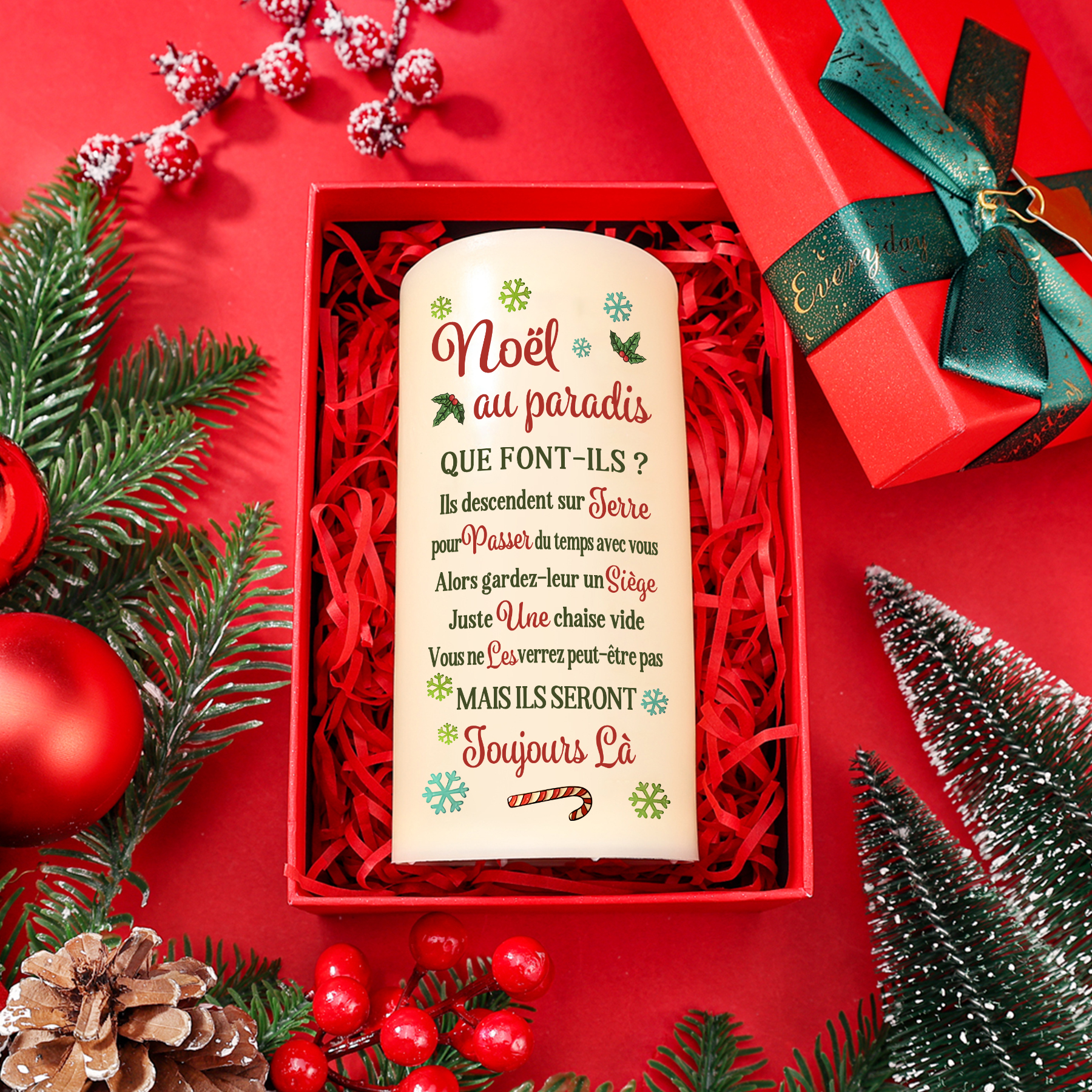 Bougie Électronique Noël au paradis Prénom et Années Personnalisés Bougie LED Commémorative | Jessemade