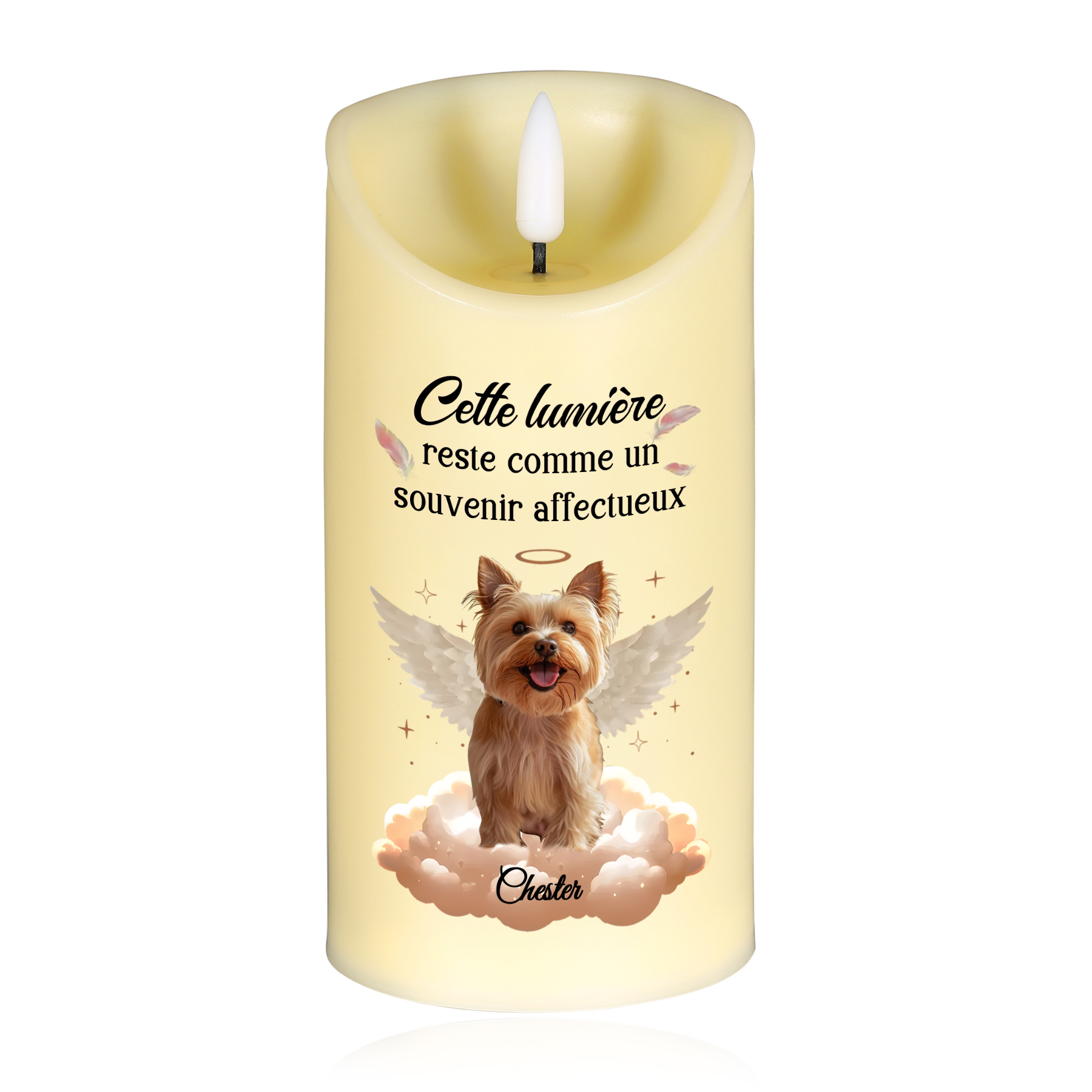 Bougie Électronique Personnalisée avec Prénom et Photo Bougie LED Commémorative pour les Amoureux des Animaux | Jessemade