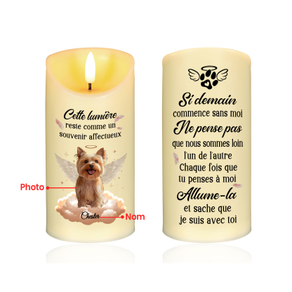 Bougie Électronique Personnalisée avec Prénom et Photo Bougie LED Commémorative pour les Amoureux des Animaux | Jessemade