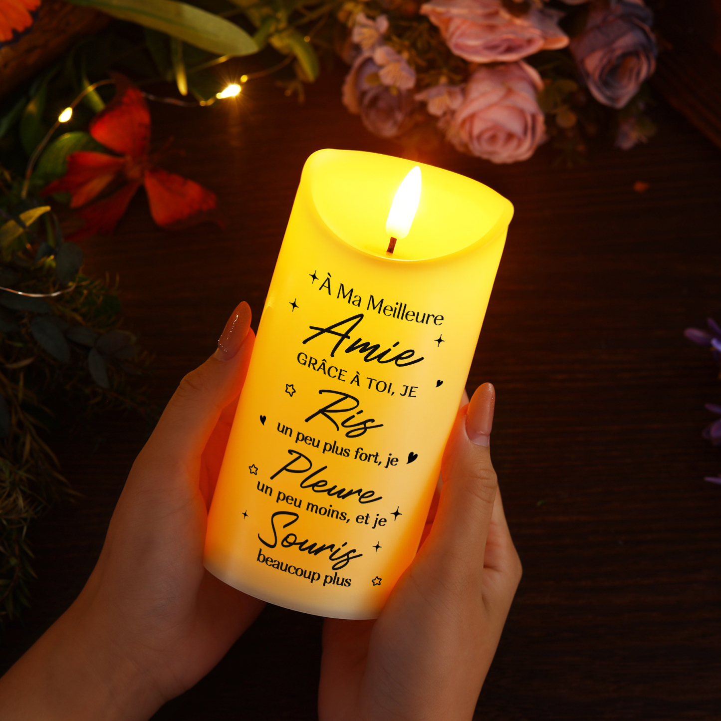À ma Meilleure Amie-Bougie Électronique Personnalisée avec 2 Prénoms Bougie Led Promesse Du Petit Doigt | Jessemade