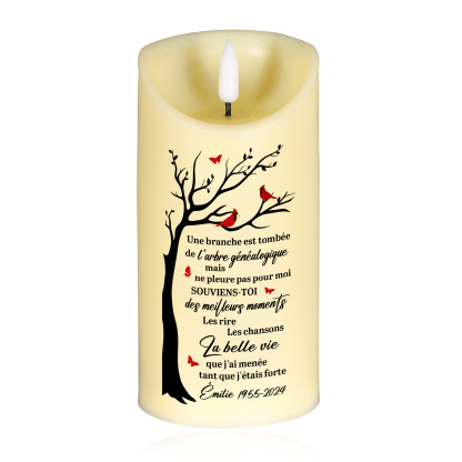 Bougie Électronique Arbre Prénom et Années Personnalisés Bougie LED Commémorative pour Famille | Jessemade