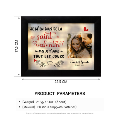 Cadre photo personnalisé avec prénoms et date Cadre Lumineux Personnalisable pour Couple | Jessemade