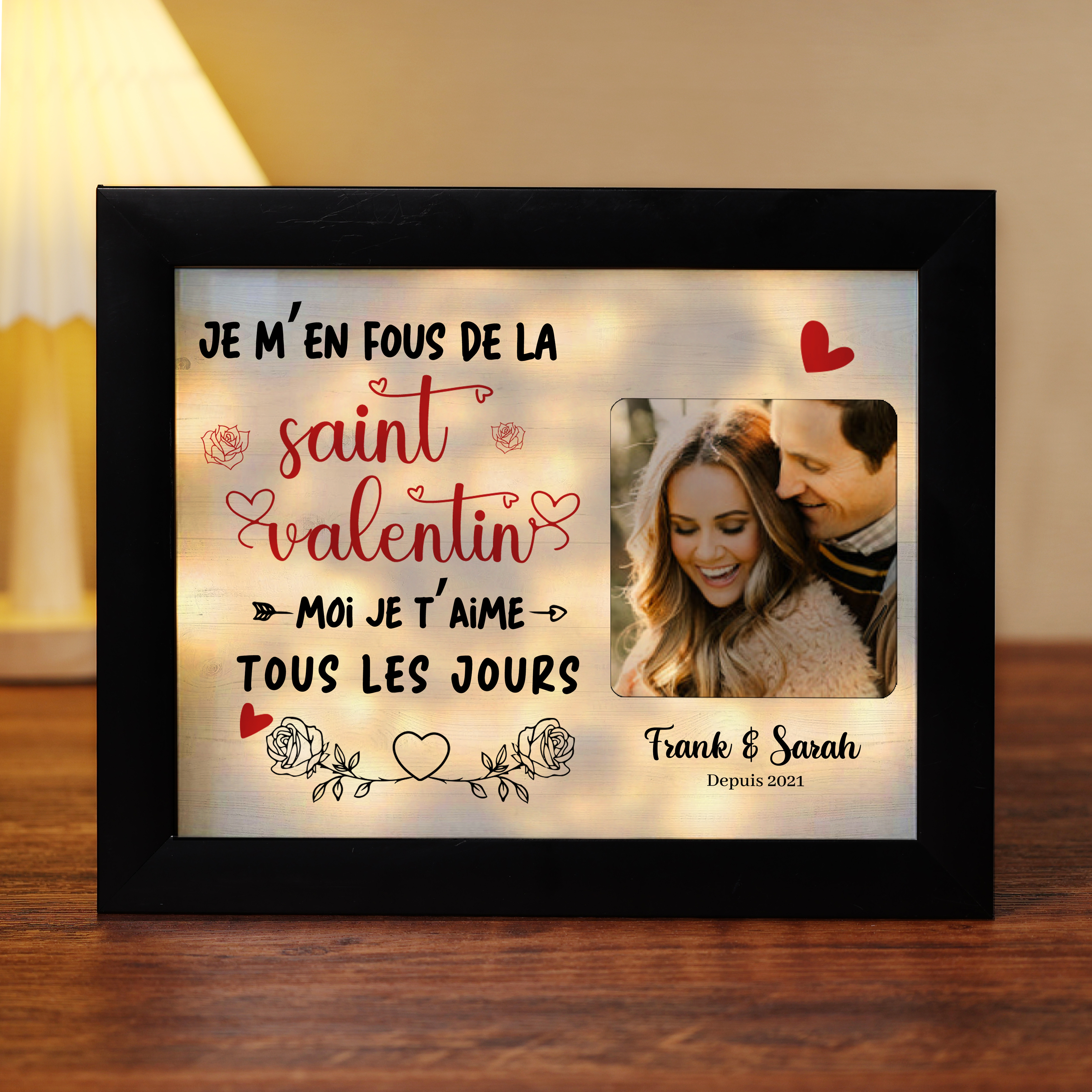 Cadre Lumineux Personnalisé avec Photo et Texte – Cadeau Romantique Unique pour Toutes Occasions | Jessemade