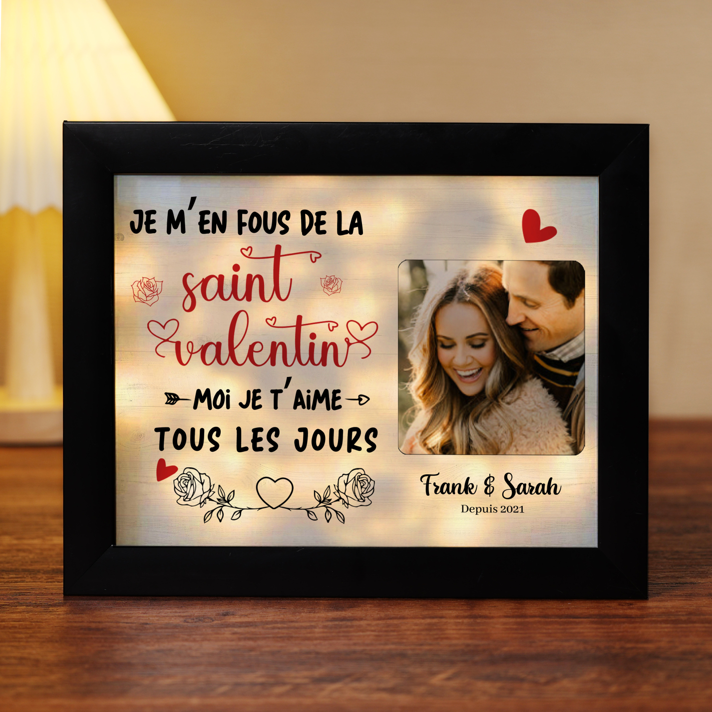 Cadre photo personnalisé avec 2 Prénoms et Date Cadre Lumineux ...