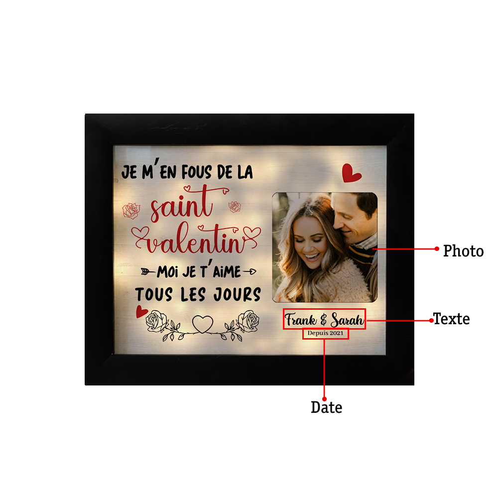 Cadre photo personnalisé avec prénoms et date Cadre Lumineux Personnalisable pour Couple | Jessemade