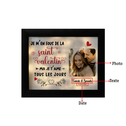 Cadre photo personnalisé avec prénoms et date Cadre Lumineux Personnalisable pour Couple | Jessemade