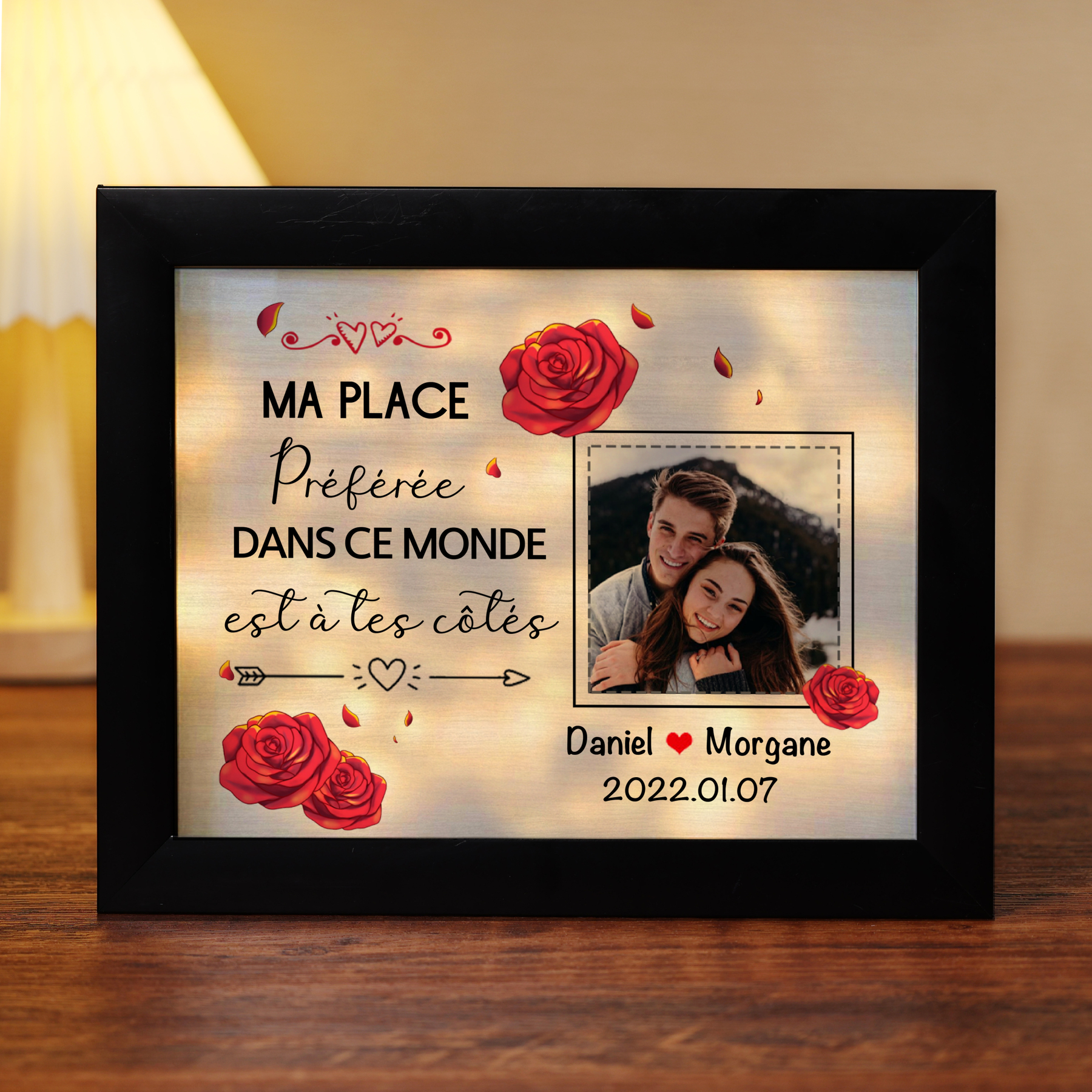 Cadre Photo Lumineux Personnalisé – Cadeau Romantique et Unique | Jessemade