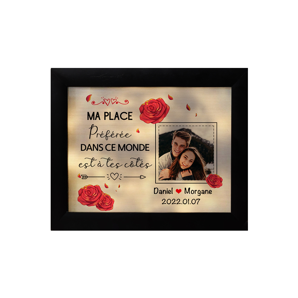 Cadre photo personnalisé avec 2 Prénoms et 1 Date Cadre Lumineux pour Couple Cadeau Saint-Valentin | Jessemade