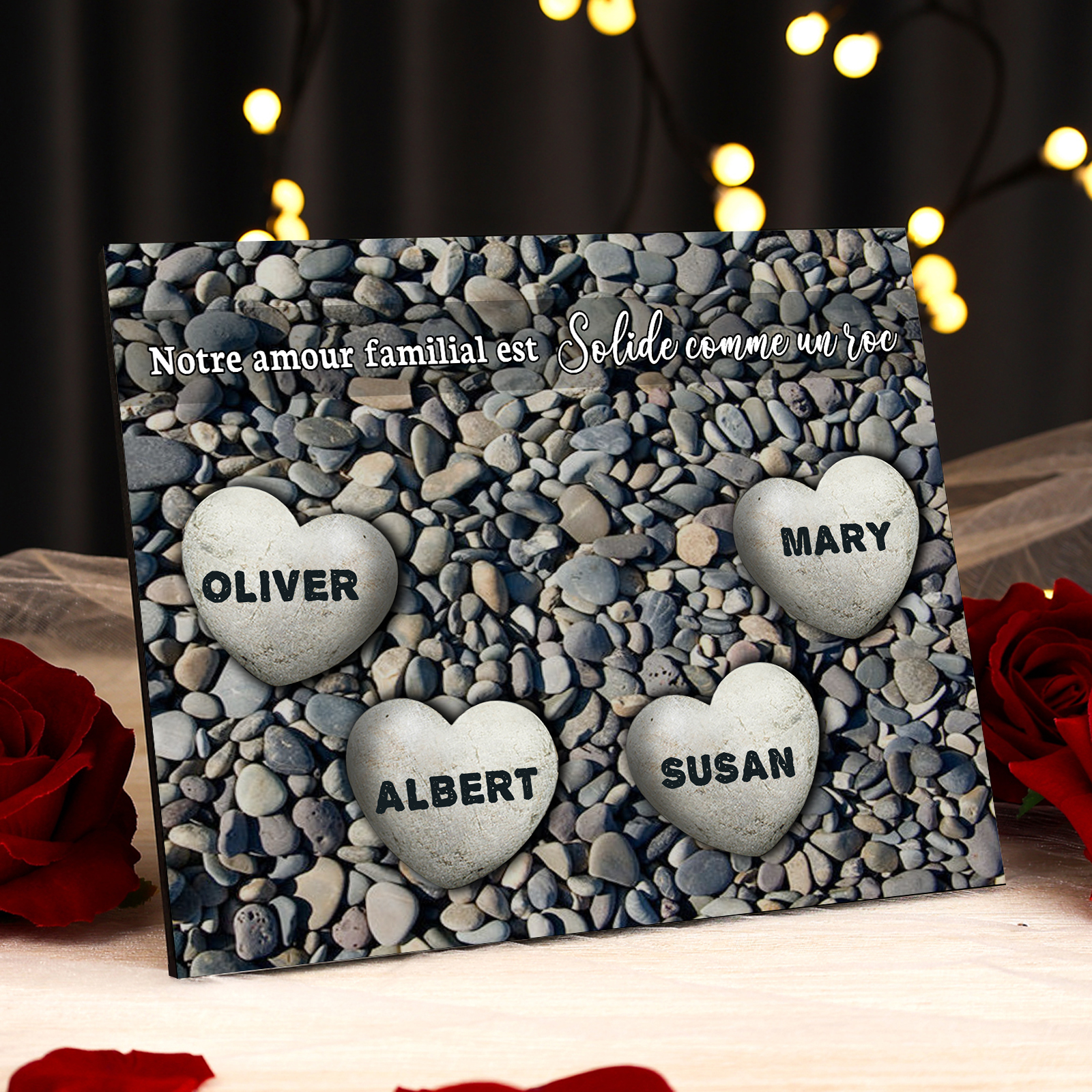 Cadre en bois Personnalisé avec 4 Prénoms Déco de Maison Cadeau Famille | Jessemade