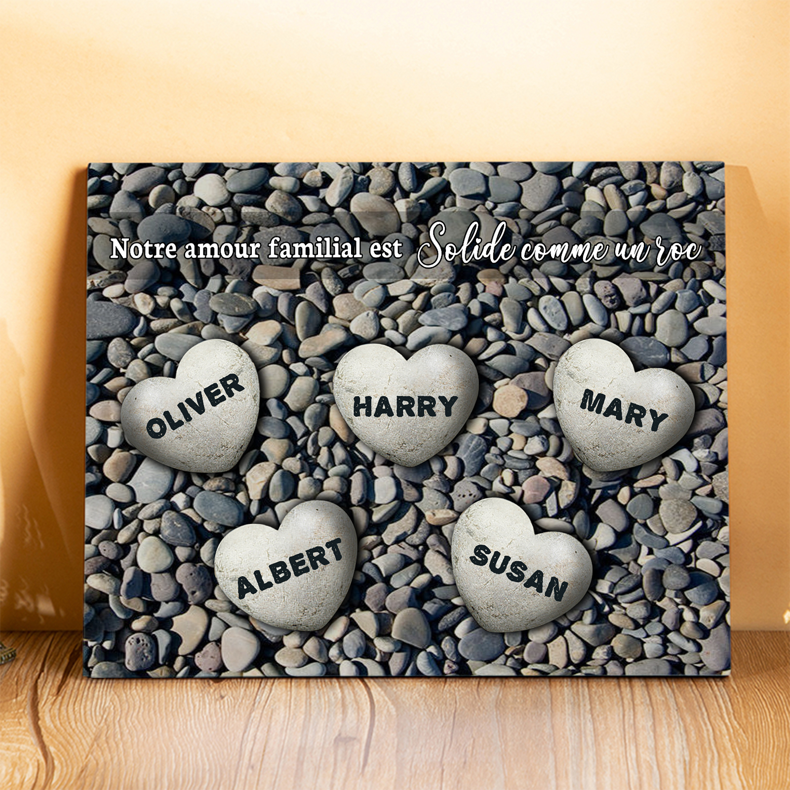 Cadre en bois Personnalisé avec 5 Prénoms Déco de Maison Cadeau Famille | Jessemade