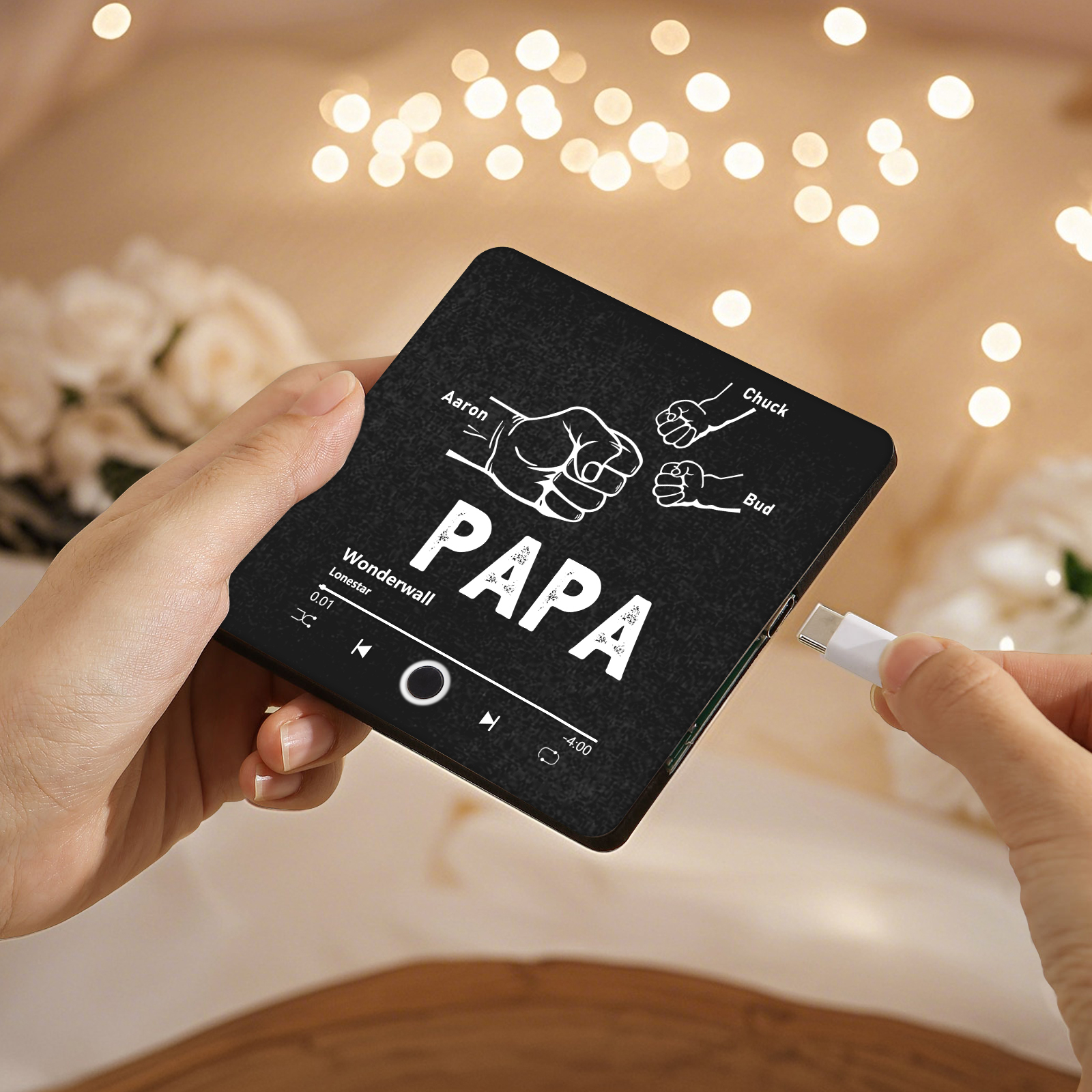 À Papa/Papie - Aimant De Réfrigérateur 3 Prénoms Personnalisés avec Texte Aimant Frigo Musical pour Homme | Jessemade