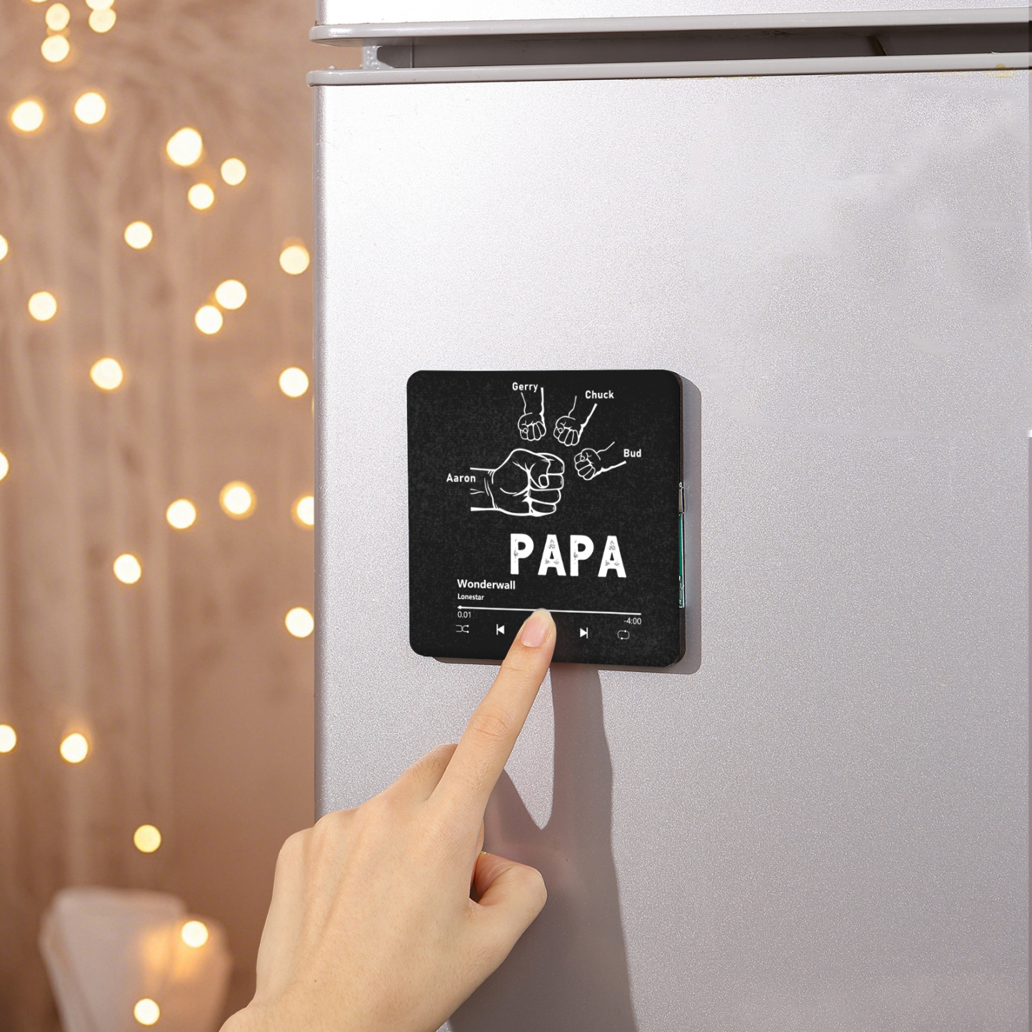À Papa/Papie - Aimant De Réfrigérateur 4 Prénoms Personnalisés avec Texte Aimant Frigo Musical pour Homme | Jessemade