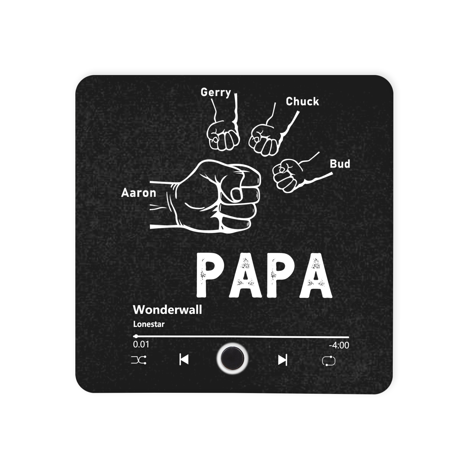 À Papa/Papie - Aimant De Réfrigérateur 4 Prénoms Personnalisés avec Texte Aimant Frigo Musical pour Homme | Jessemade
