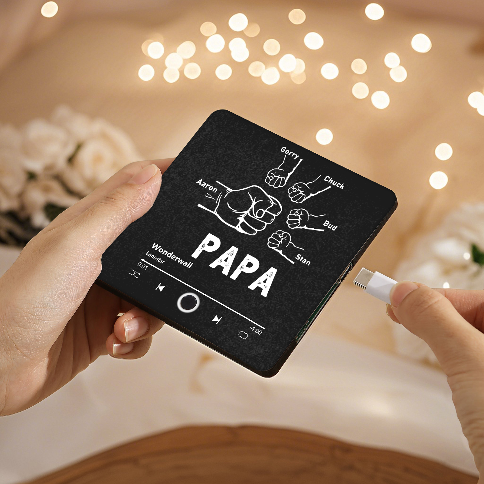 À Papa/Papie - Aimant De Réfrigérateur 5 Prénoms Personnalisés avec Texte Aimant Frigo Musical pour Homme | Jessemade