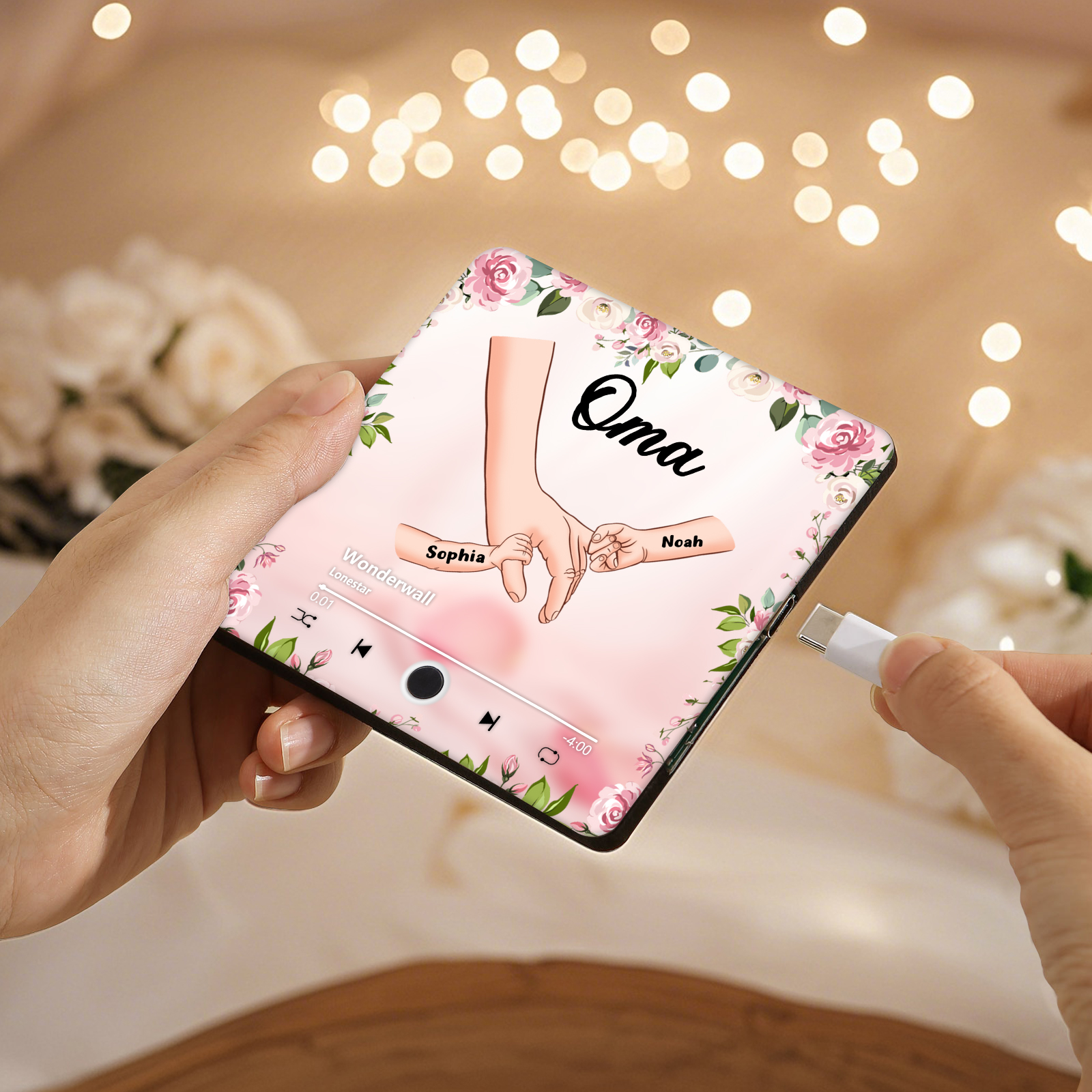 À Maman/Mamie - Aimant Frigo Musical Personnalisé avec 2 Prénoms et Texte Aimant De Réfrigérateur pour Femme | Jessemade