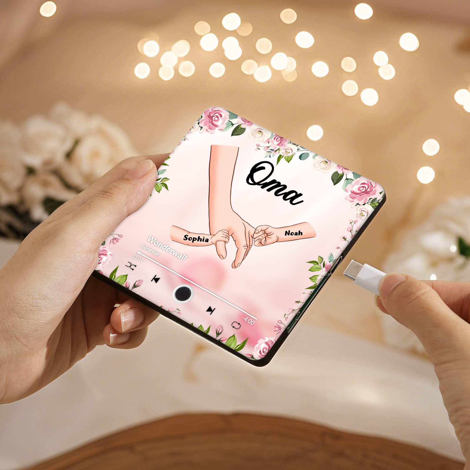 À Maman/Mamie - Aimant Frigo Musical Personnalisé avec 2 Prénoms et Texte Aimant De Réfrigérateur pour Femme | Jessemade