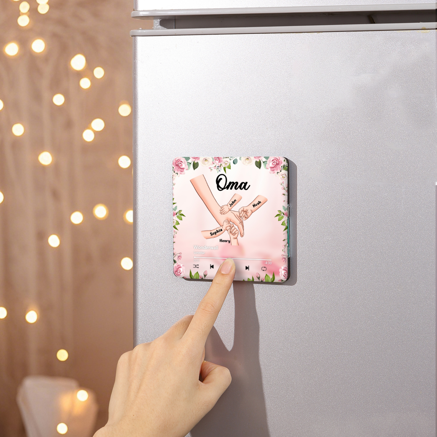 À Maman/Mamie - Aimant Frigo Musical Personnalisé avec 4 Prénoms et Texte Aimant De Réfrigérateur pour Femme | Jessemade