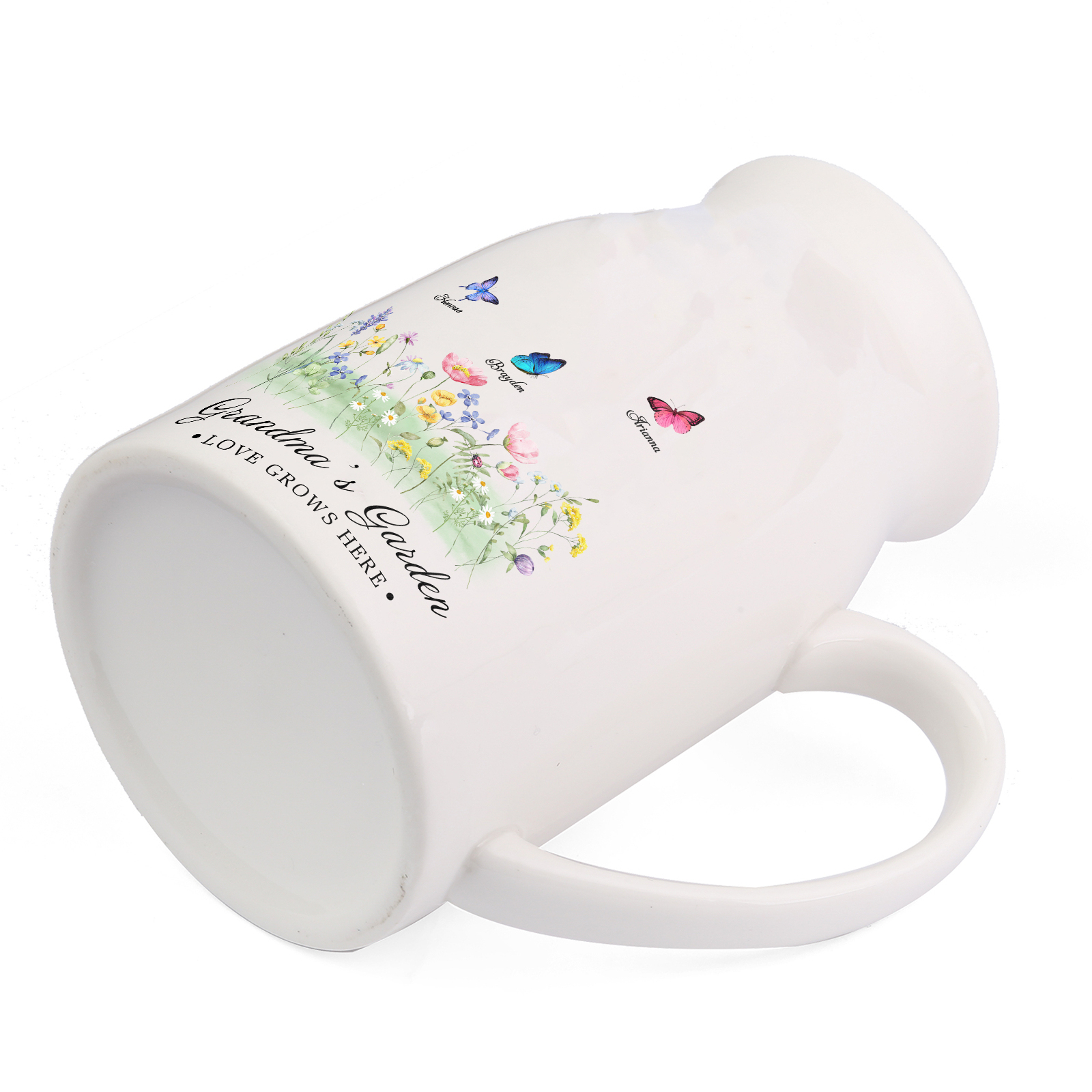 À Grand-mère - Vase en Céramique Personnalisés avec 2-9 Prénoms et 2 Texte Vase Motif Papillons Colorés (sans fleurs) | Jessemade