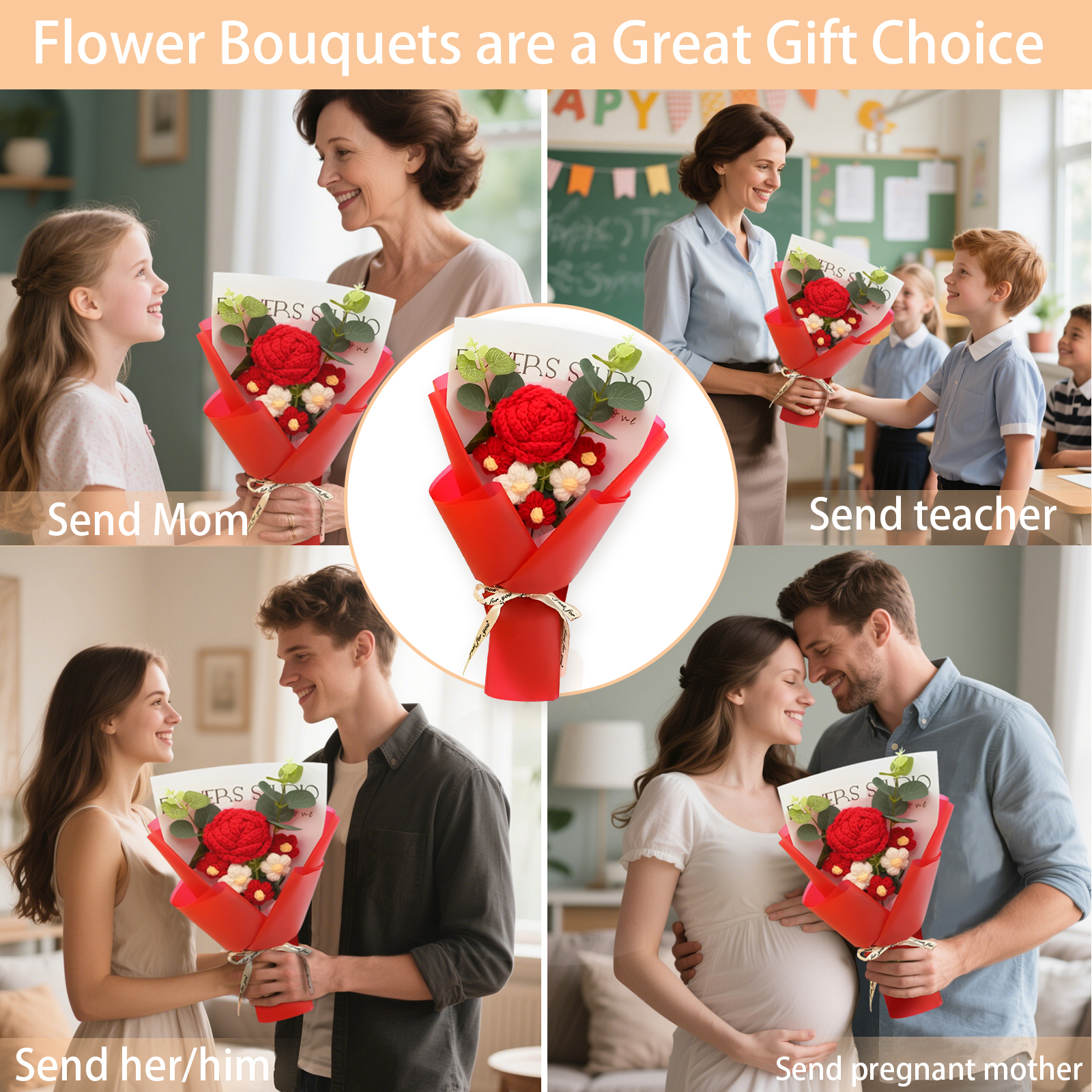 Bouquet de Roses en Laine Fait Main – Cadeau Durable et Symbolique pour Elle | Jessemade