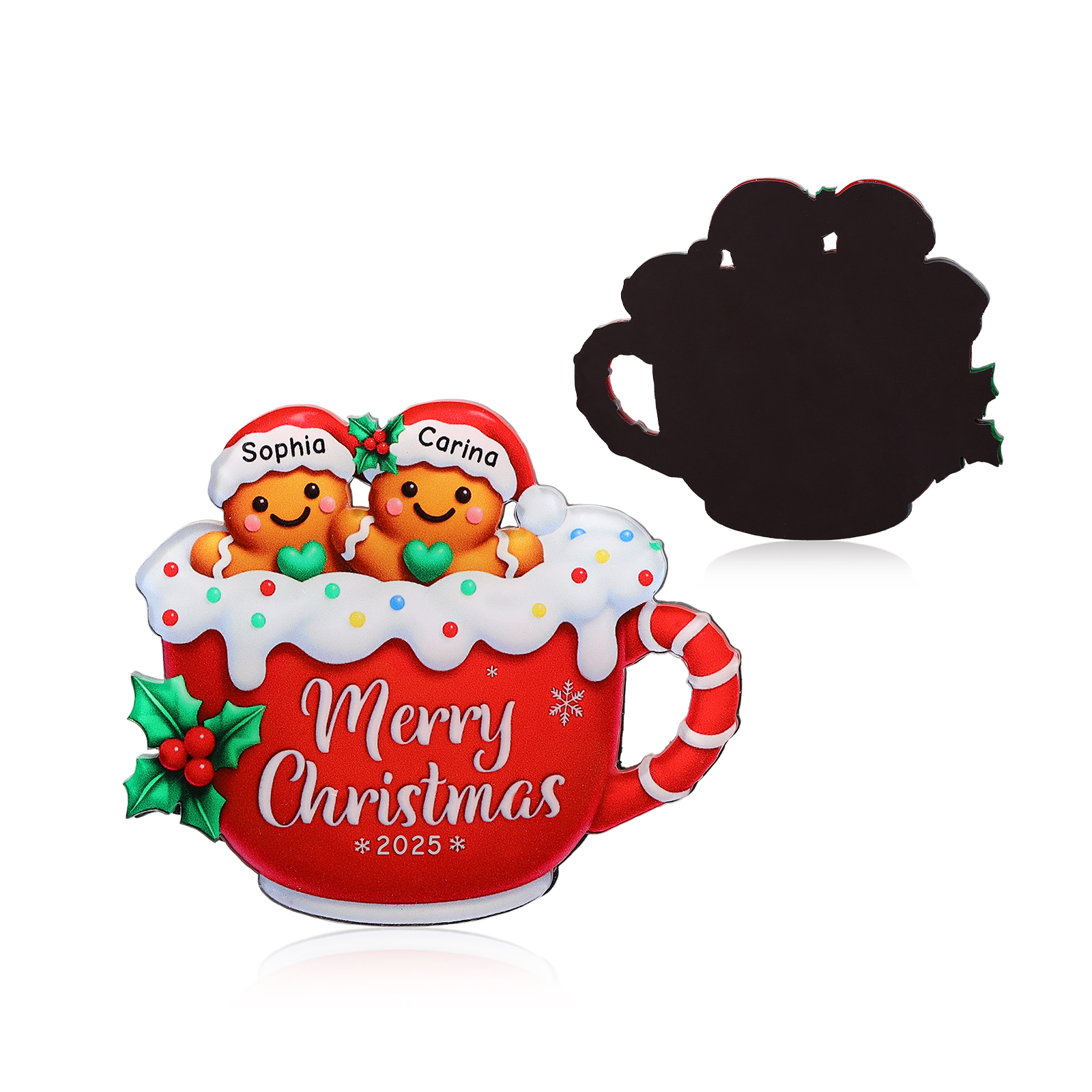 Aimant Pour Réfrigérateur De Noël Personnalisé,motif Pain D'épices, Personnalisables Avec 2 à 8 Noms De Famille, Cadeau Souvenir De Noël Pour La Maison Et La Cuisine – FR