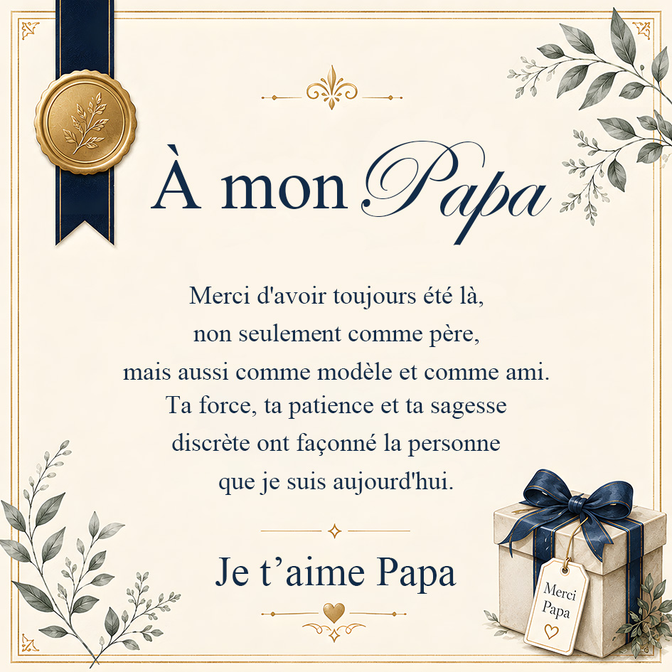 Carte Fête des Pères – Message d'Amour et de Gratitude pour Papa