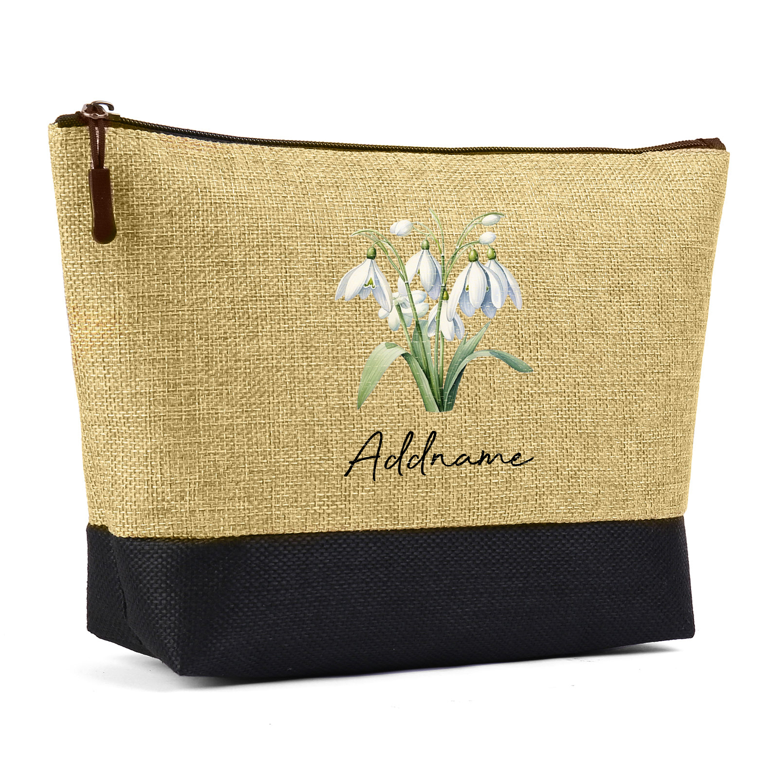 Sac Fourre-Tout élégance 1 Prénom Personnalisé avec Fleur de naissance Cadeau pour femme | Jessemade
