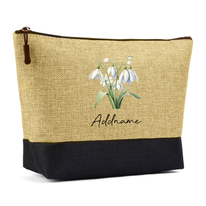 Sac Fourre-Tout élégance 1 Prénom Personnalisé avec Fleur de naissance Cadeau pour femme | Jessemade