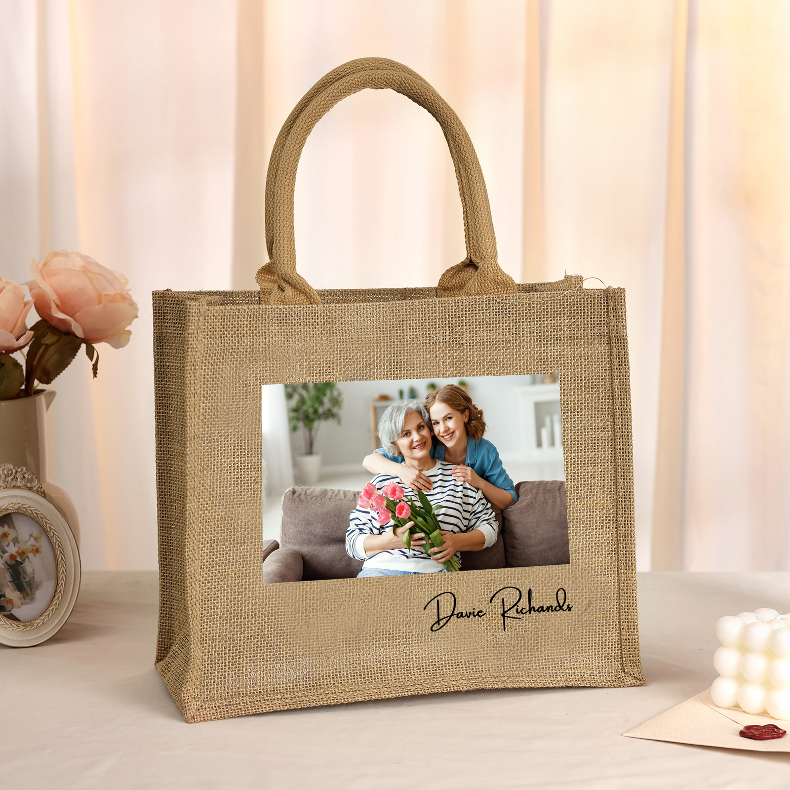 Sac Fourre-Tout Personnalisé avec 1 Photo et Prénom