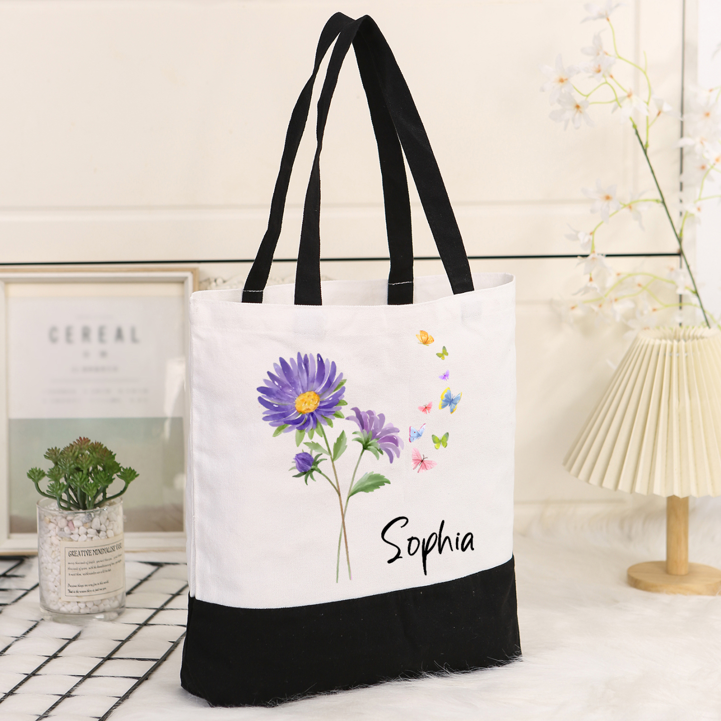 Sac Fourre-Tout Personnalisé avec Fleur de Naissance et Prénom – Cadeau Unique et Pratique | Jessemade
