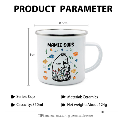 À Mamie Tasse Mamie Ours 2 Prénoms Personnalisés avec texte Cadeau pour mamie | Jessemade