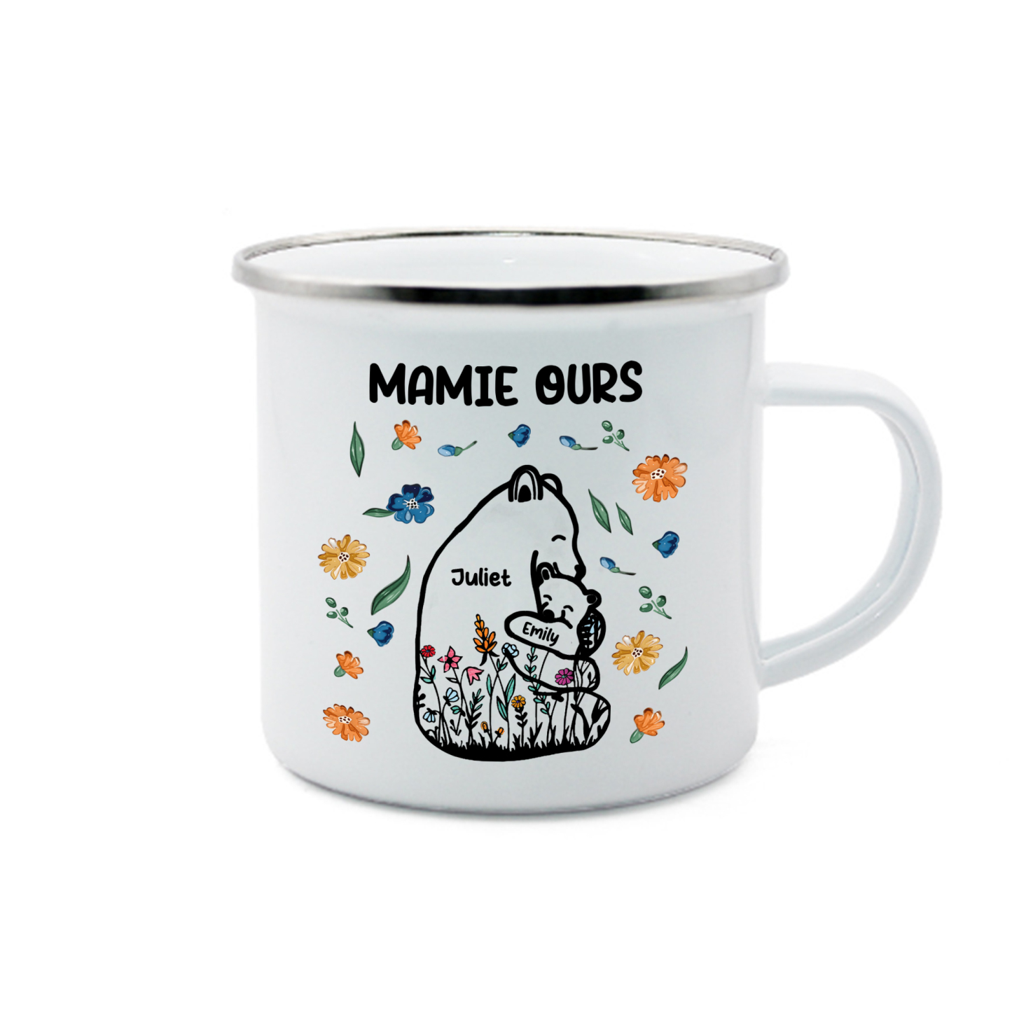 À Mamie Tasse Mamie Ours 2 Prénoms Personnalisés avec texte Cadeau pou