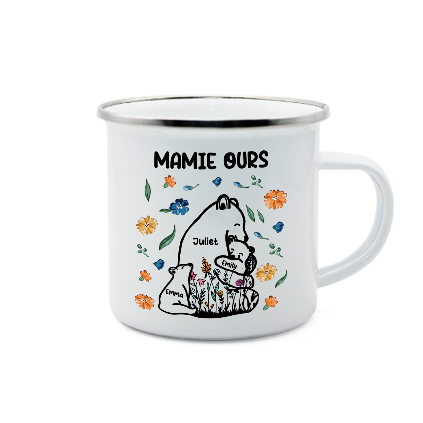 À Mamie Tasse Mamie Ours 3 Prénoms Personnalisés avec texte Cadeau pou