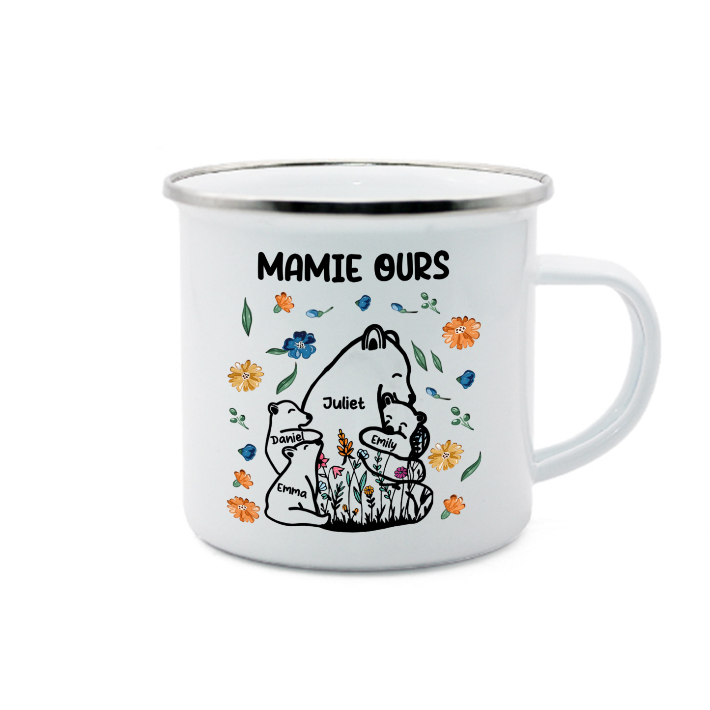 À Mamie Tasse Mamie Ours 4 Prénoms Personnalisés avec texte Cadeau pou