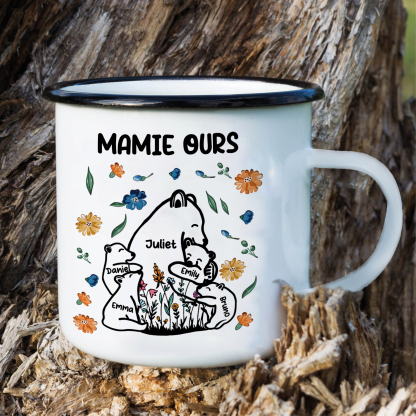 À Mamie Tasse Mamie Ours 5 Prénoms Personnalisés avec texte Cadeau pour mamie | Jessemade