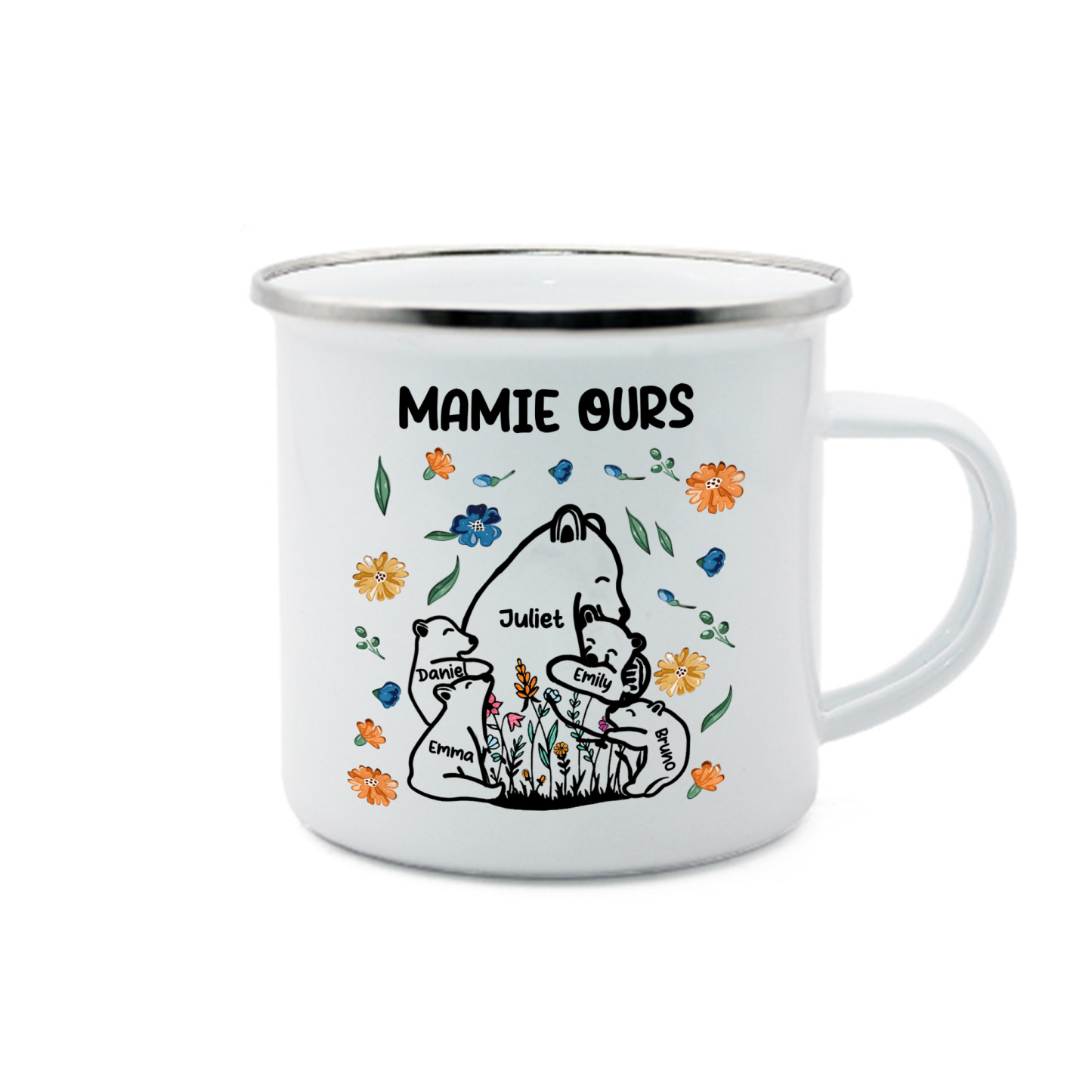 À Mamie Tasse Mamie Ours 5 Prénoms Personnalisés avec texte Cadeau pou