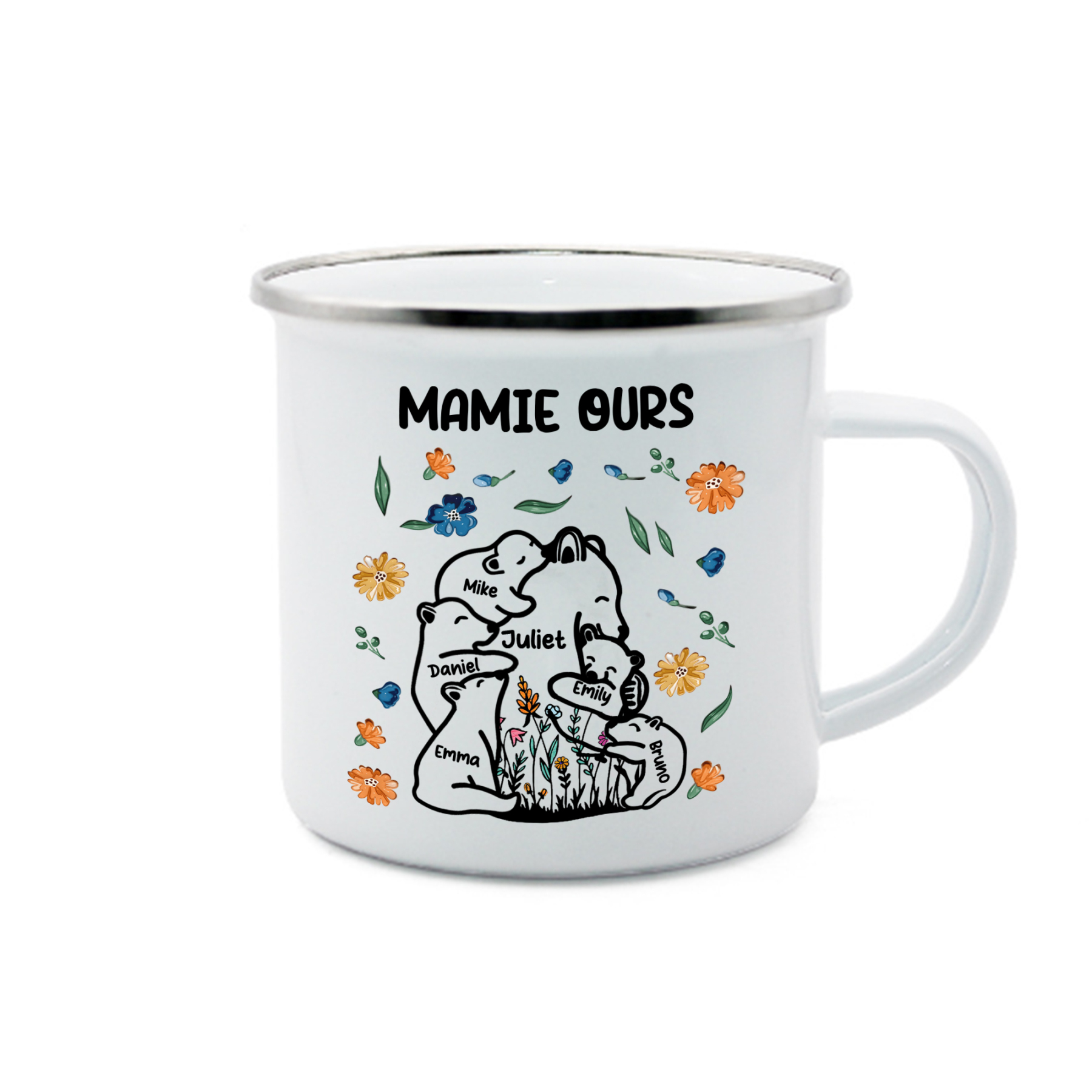 À Mamie Tasse Mamie Ours 6 Prénoms Personnalisés avec texte Cadeau pou