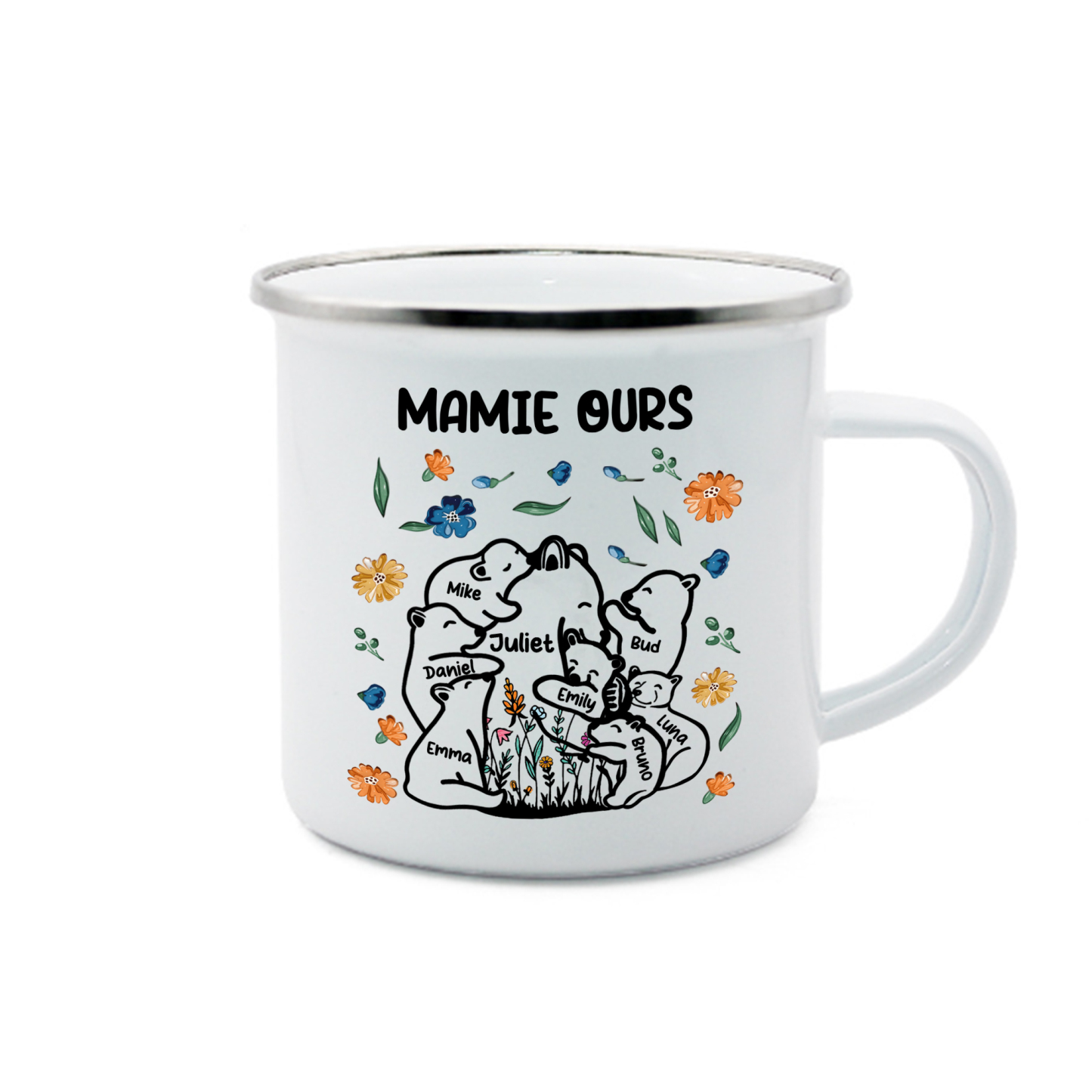 À Mamie Tasse Mamie Ours 8 Prénoms Personnalisés avec texte Cadeau pou