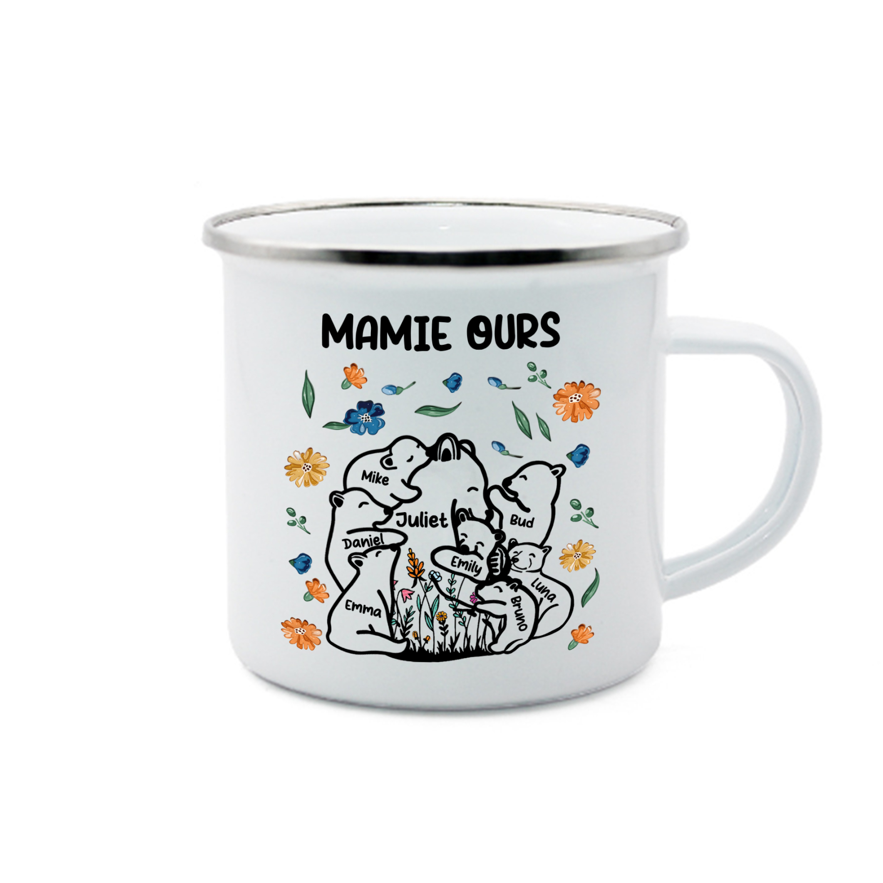 À Mamie Tasse Mamie Ours 8 Prénoms Personnalisés avec texte Cadeau pou