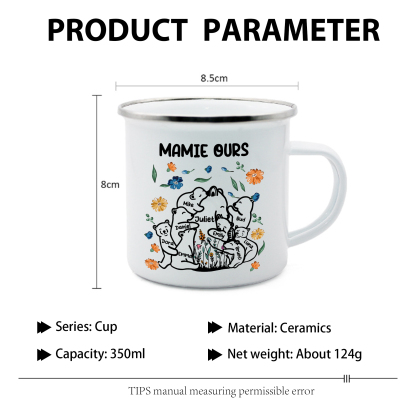 À Mamie Tasse Mamie Ours 9 Prénoms Personnalisés avec texte Cadeau pour mamie | Jessemade