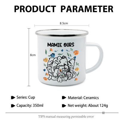 À Mamie Tasse Mamie Ours 11 Prénoms Personnalisés avec texte Cadeau pour mamie | Jessemade