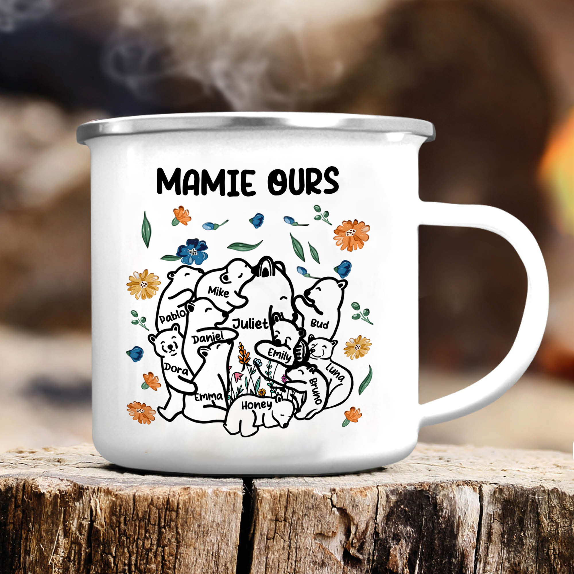 À Mamie Tasse Mamie Ours 11 Prénoms Personnalisés avec texte Cadeau pour mamie | Jessemade