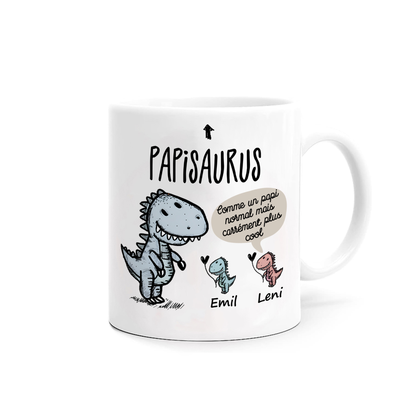 À Mamie/Papi Tasse Céramique Dinosaure 2 Prénoms Personnalisés Cadeau Mamiesaurus/Papisaurus | Jessemade