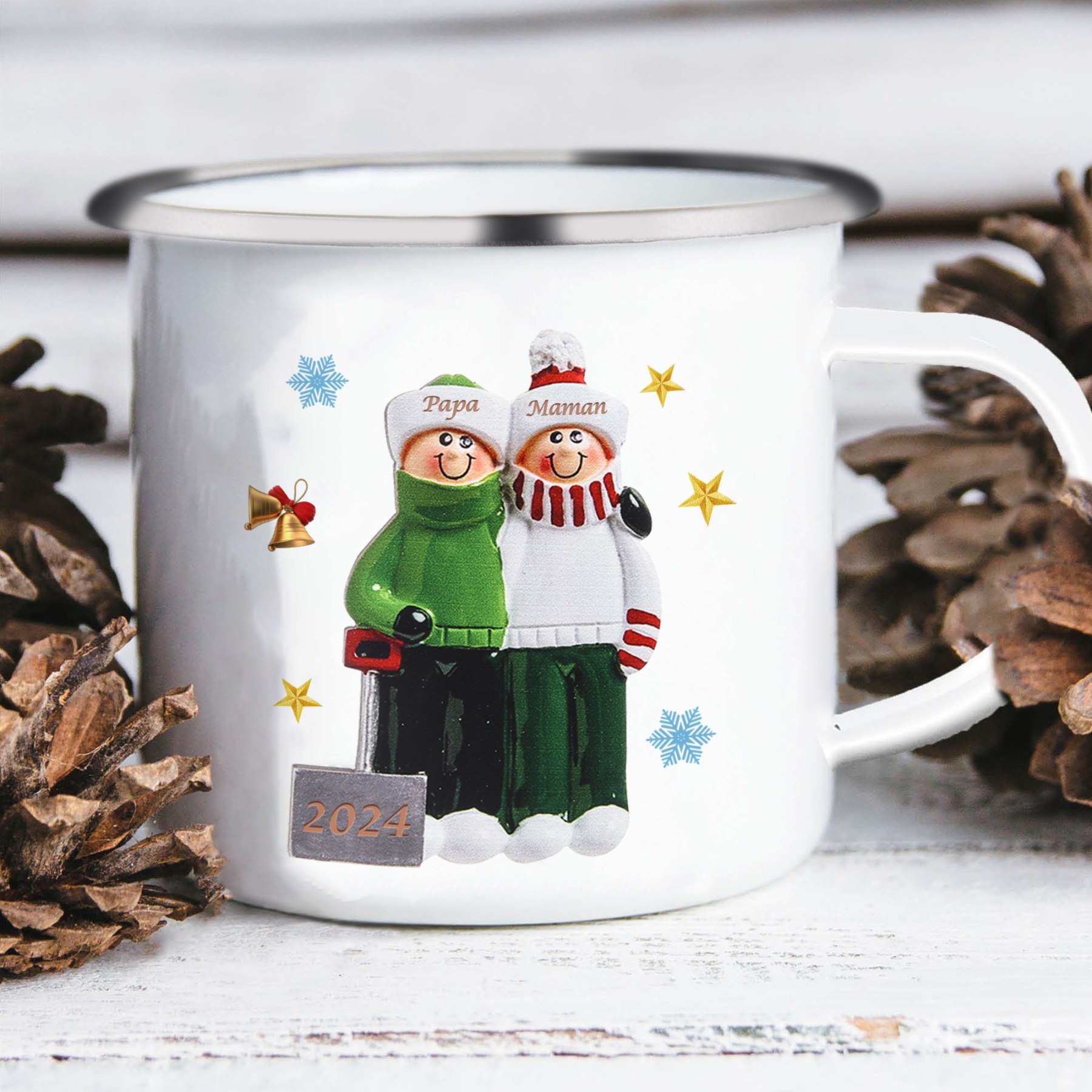 Tasse Noël 2 Prénoms Personnalisés avec années Cadeau Noël | Jessemade