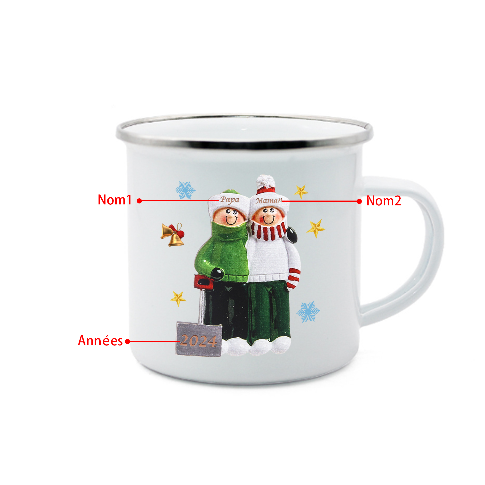 Tasse Noël 2 Prénoms Personnalisés avec années Cadeau Noël | Jessemade