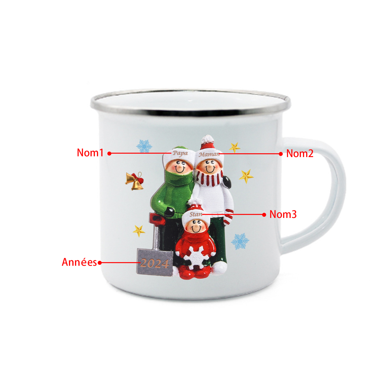 Tasse Noël 3 Prénoms Personnalisés avec années Cadeau Noël | Jessemade