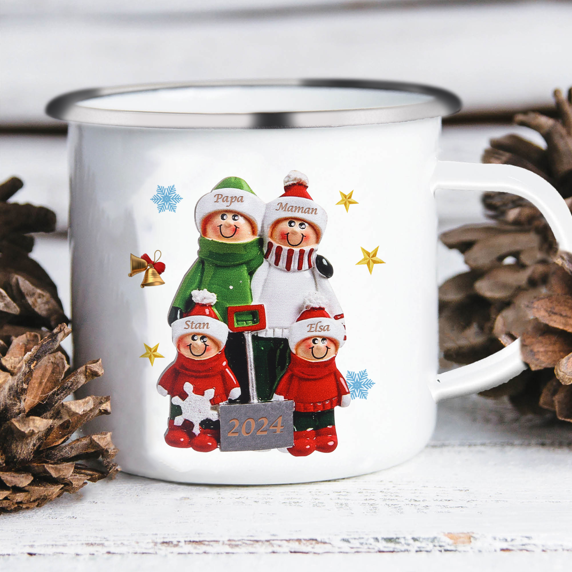 Tasse Noël 4 Prénoms Personnalisés avec années Cadeau Noël | Jessemade